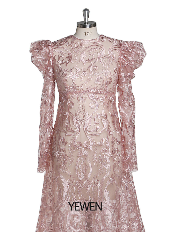 Puffärmeliges Abendkleid aus Spitze mit hohem Halsausschnitt, Umstandskleider für Fotoshootings, Fotografie-Kleid, schwangere Frau, YEWEN 