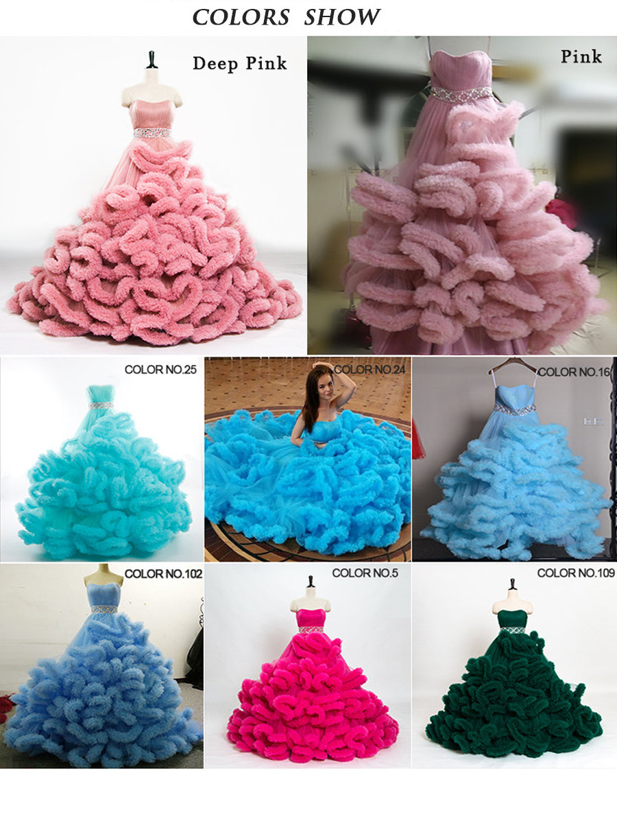 Trägerloses elegantes Partykleid mit höherer Taille und Rüschen, Prinzessinnen-Brautkleid, Umstandskleid