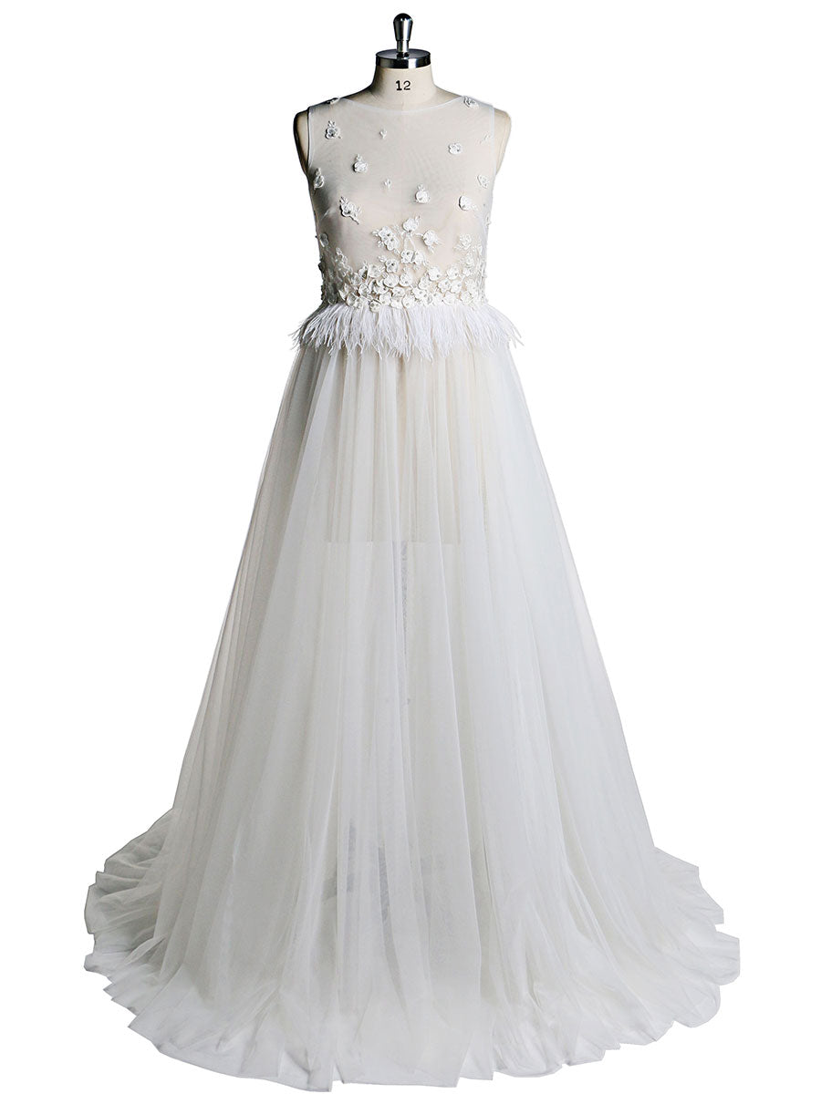 Elegantes ärmelloses sexy Tüll-Fotoshooting-Kleid mit Schlitz, Maxi-Brautkleid, Umstandskleid