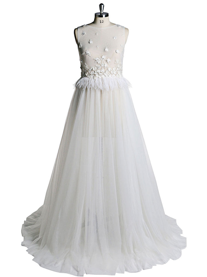 Elegantes ärmelloses sexy Tüll-Fotoshooting-Kleid mit Schlitz, Maxi-Brautkleid, Umstandskleid