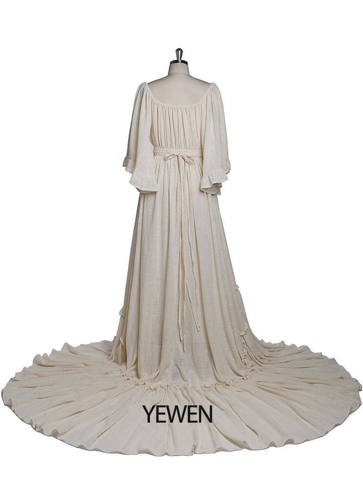 Abendkleider mit ausgestellten Ärmeln und Stretch-Ausschnitt, Fotografie-Kleid, Babyparty-Kleid für Schwangere, YEWEN 2021 YD21829