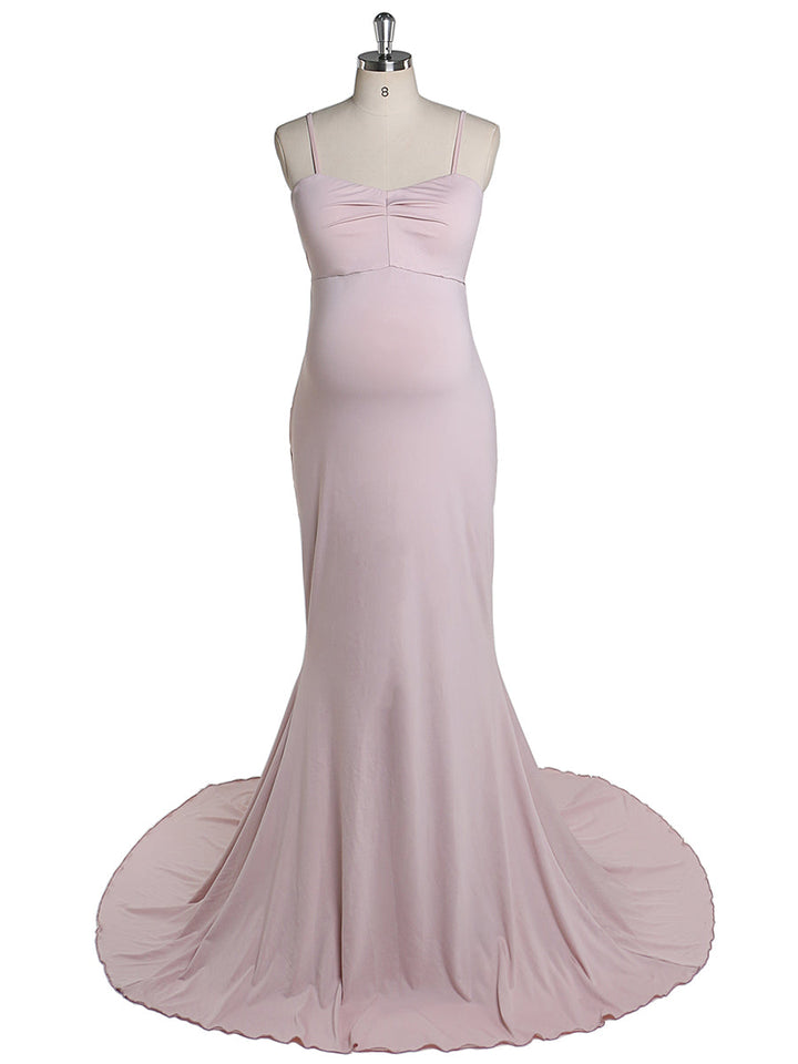 Abnehmbare Schleppe Meerjungfrau Stretch Stoff Umstandsabendkleid Umstandskleid für Fotoshooting YW220428 