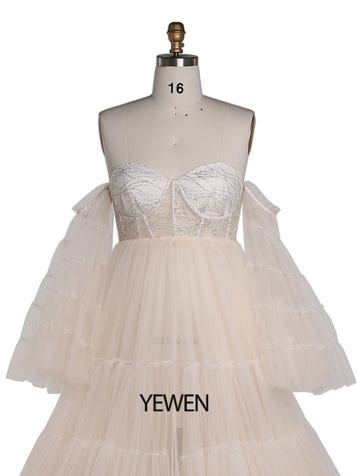 Elegantes Umstandskleid aus Tüll mit Glitzersteinen für die Fotografie, Fotoshooting-Kleid für Frauen, YW220411 