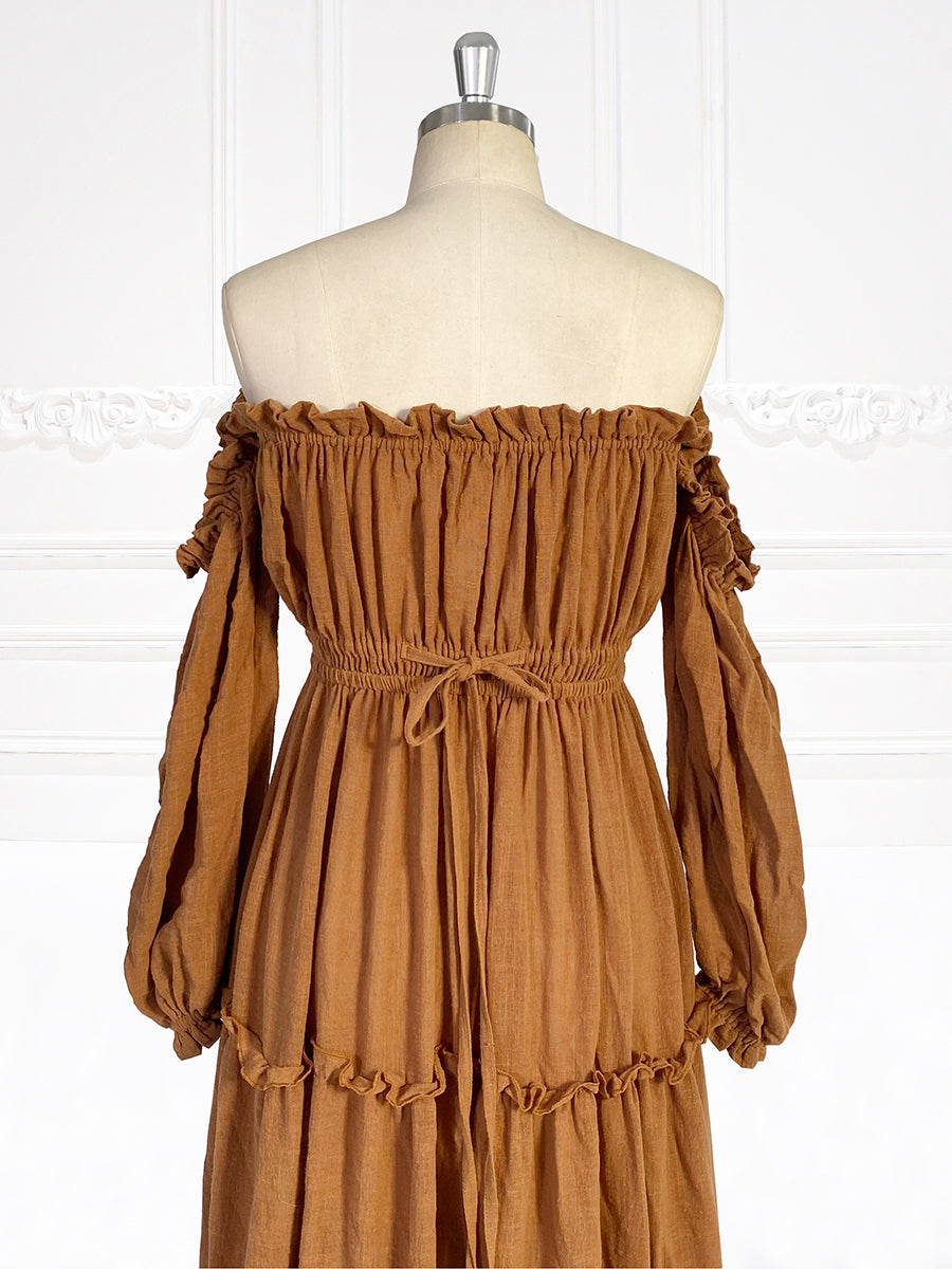 Lange Ärmel Elastische Taille Boho Strandkleid Frau Fotoshooting Kleider YW231107
