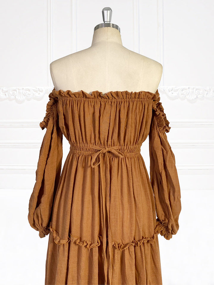 Lange Ärmel Elastische Taille Boho Strandkleid Frau Fotoshooting Kleider YW231107