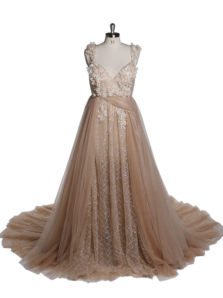 gold color wedding dress