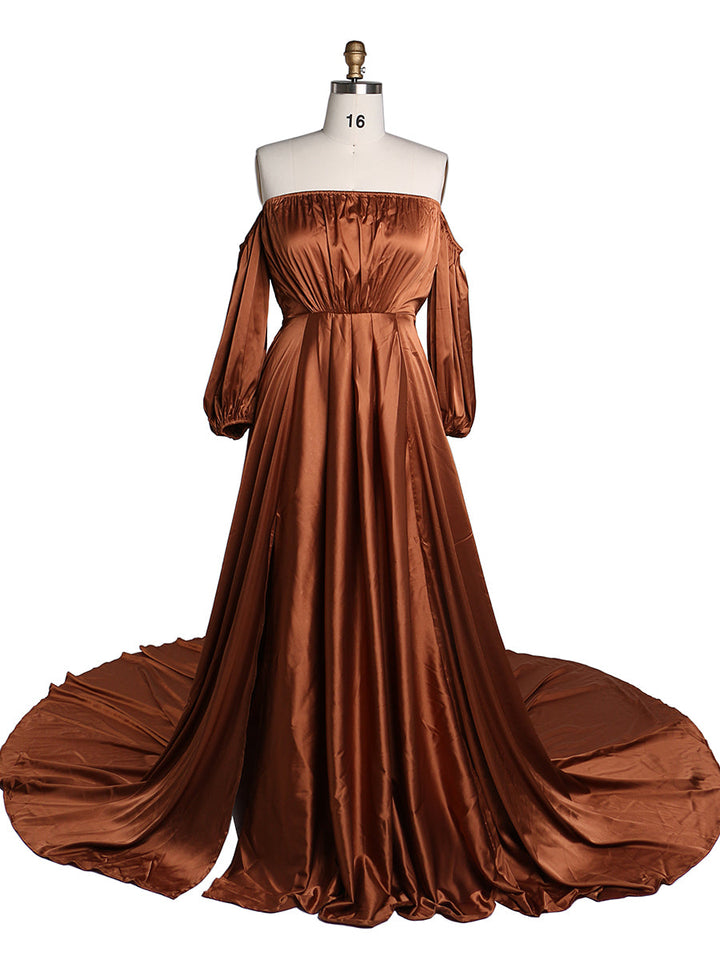 Schulterfreies Umstandsabendkleid Lang Schwangere Frauen Ausgefallene Schwangerschaft Elegence Maxikleid Fotoshooting Kleider YD211103 