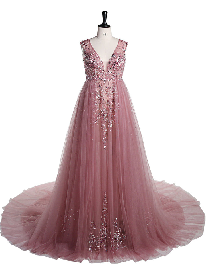 Perlenbesetztes Umstandskleid mit V-Ausschnitt für Fotoshootings, elegantes ärmelloses Maxikleid, Fotografie-Kleid 