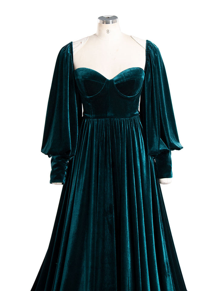 Langärmliges Samtkleid für Fotoshooting-Outfit YW240088 