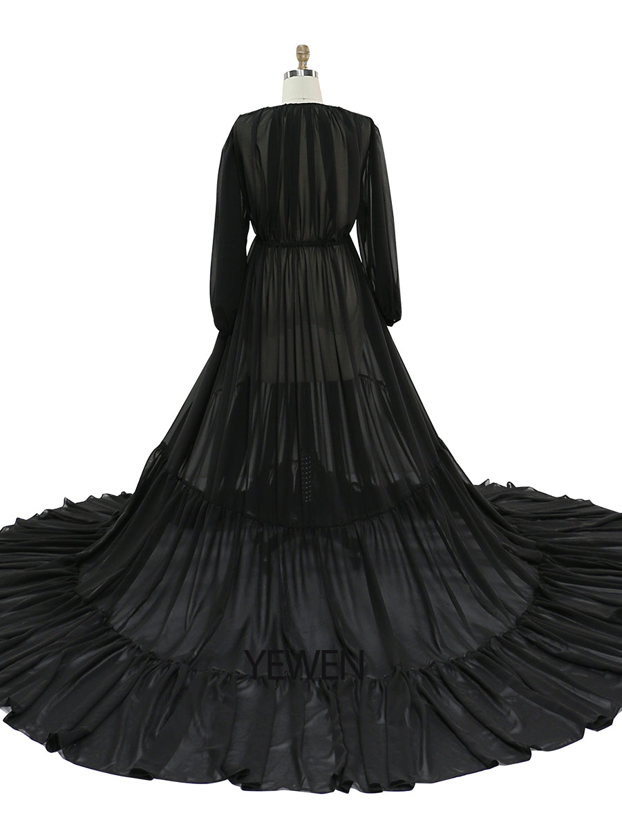 Rostfarbenes Chiffonkleid für Damen, Fotoshooting-Kleid, Fotografie-Kleid, Übergröße YW220217-1 