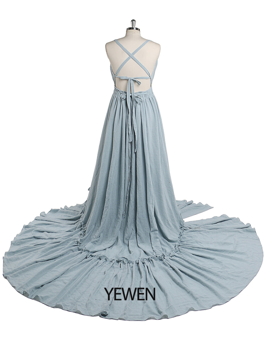 Abendkleider mit V-Ausschnitt und Stretch-Taille, Fotografie-Kleid, Babyparty-Kleid für Schwangere, YEWEN YD211009