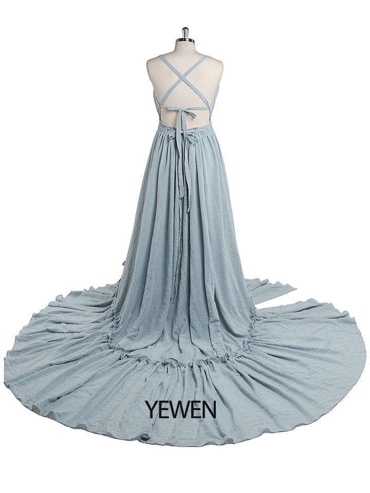 Abendkleider mit V-Ausschnitt und Stretch-Taille, Fotografie-Kleid, Babyparty-Kleid für Schwangere, YEWEN YD211009
