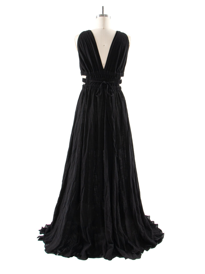 V-Ausschnitt Kleid mit elastischer Taille und Seitenschlitz für Fotoshootings, YW221118