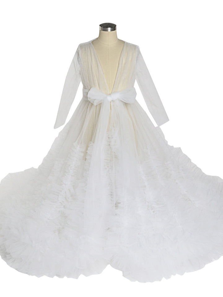 Elegant Mam & Child Photography Dresses Puffy Ruffles Photo Shooting Gowns YEWEN YW220605