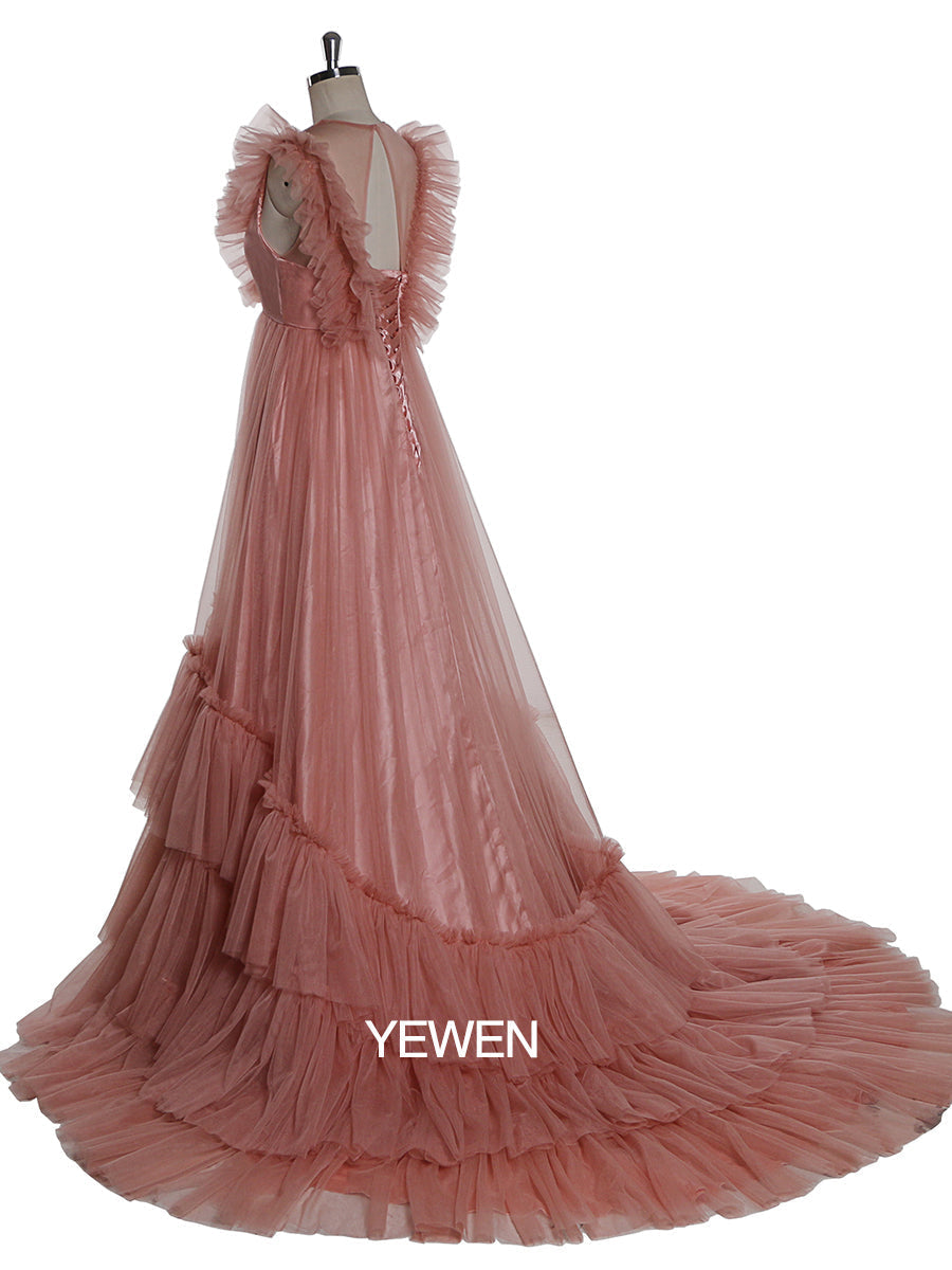 Ärmelloses Maxi-Umstandskleid, plissiert, rückenfrei, Ballkleid, Partykleid 