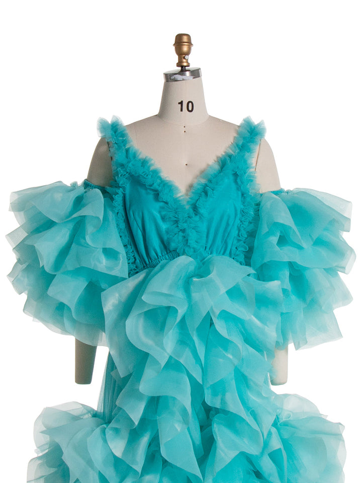 Neues Fotoshooting-Kleid aus Organza-Rüschen-Tüll, flauschiges Umstands-Fotoshooting-Kleid YE2538