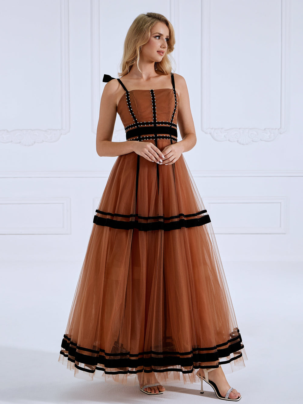 Spaghetti Strap, Rhinestone Tulle Ball Gown