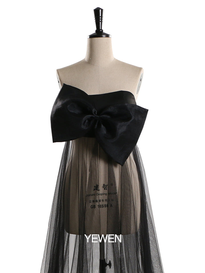 Schleife Elegantes Partykleid Trägerlos Durchsichtiges Umstandskleid Babyparty YW2130 