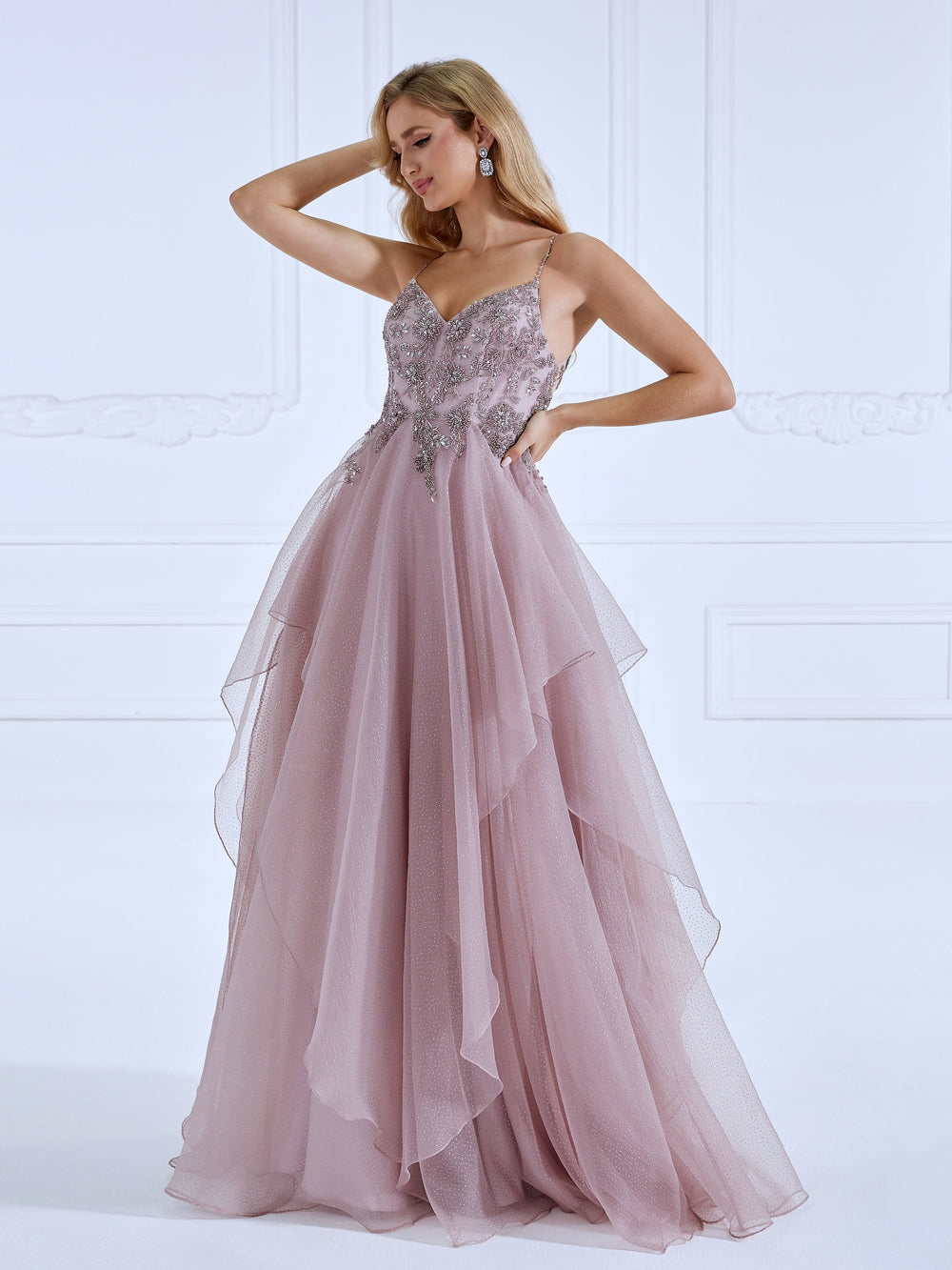 A-Line, Handmade beads, Prom Dress, Floor-Length, Photo Shoot Dress