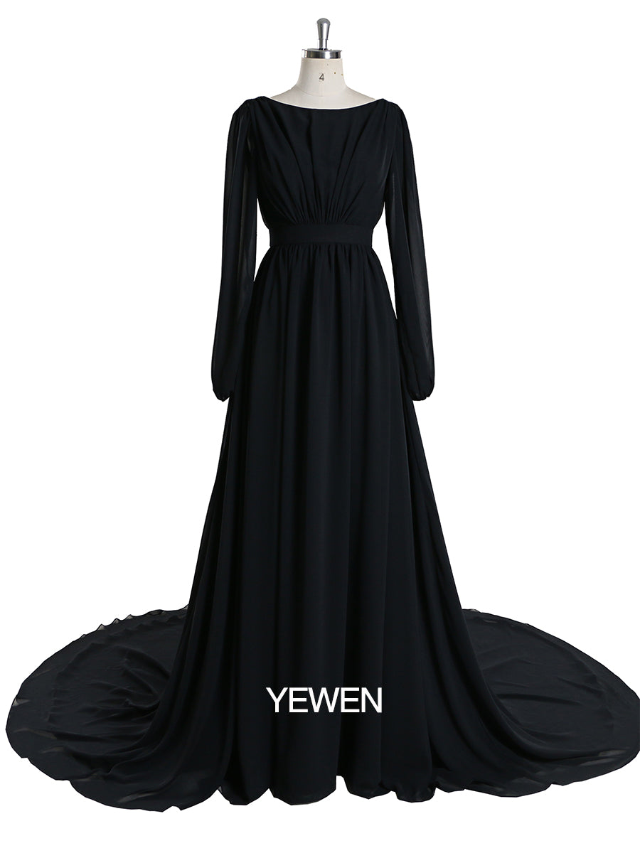 Elegant Long Sleeve Party Dress Backless Cocktail Evening Dress Photography Dress YD211106