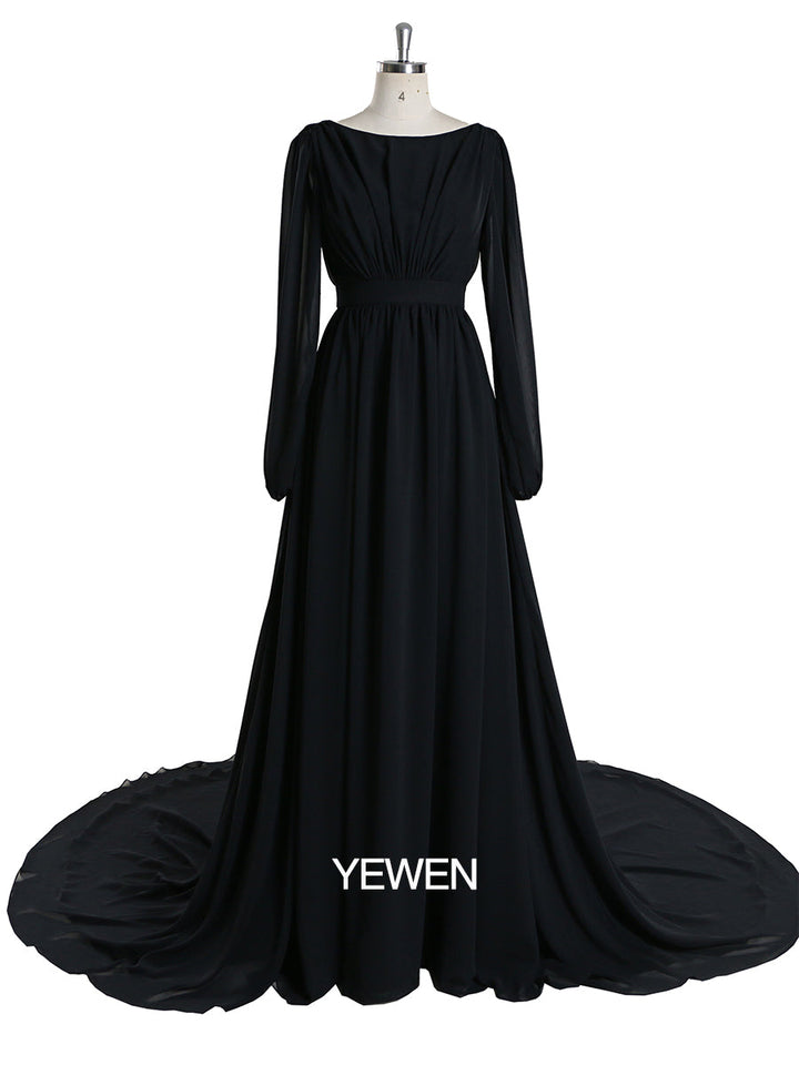 Elegant Long Sleeve Party Dress Backless Cocktail Evening Dress Photography Dress YD211106