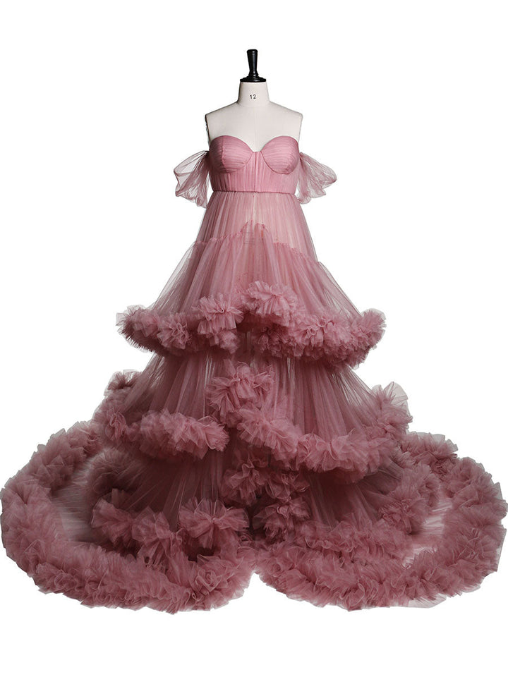Schulterfreies Umstandskleid mit Herzausschnitt für Fotoshootings, Schwangerschaftsfotografie, Robe, Babypartykleid YW21022 