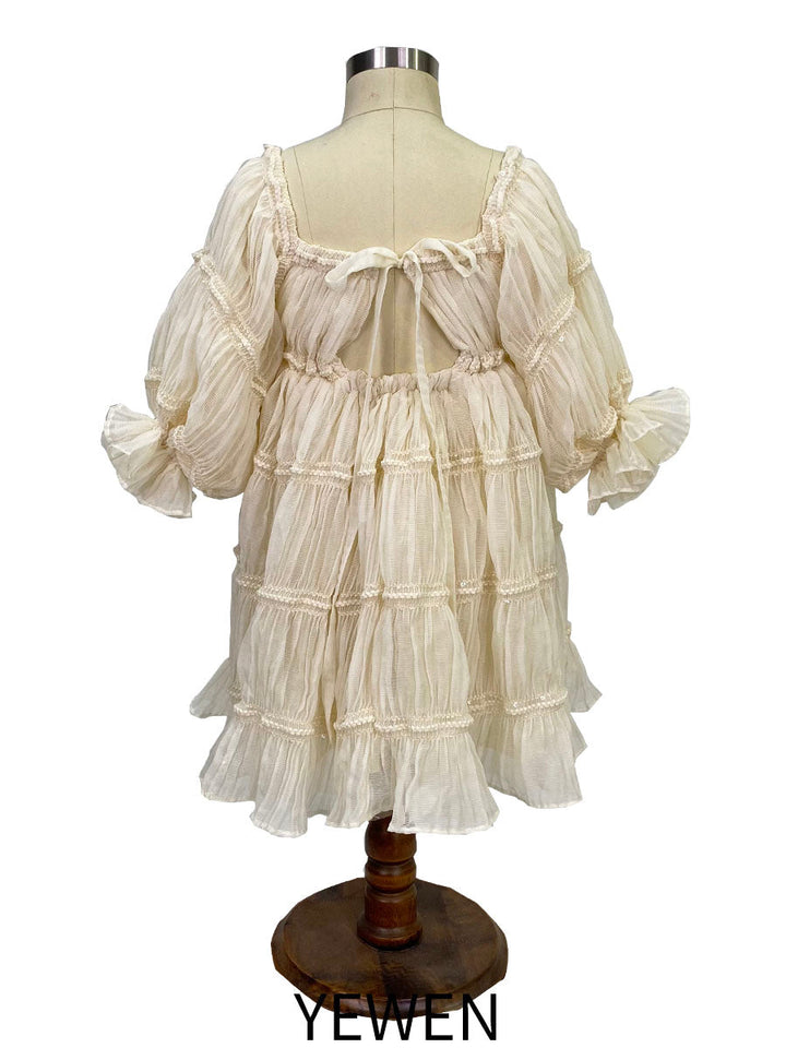 Neue Chiffon Blumenmädchenkleider mit langen Ärmeln Prinzessin Party Fotoshooting Kleid YW230421