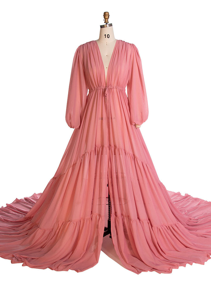 Rostfarbenes Chiffonkleid für Damen, Fotoshooting-Kleid, Fotografie-Kleid, Übergröße YW220217-1 