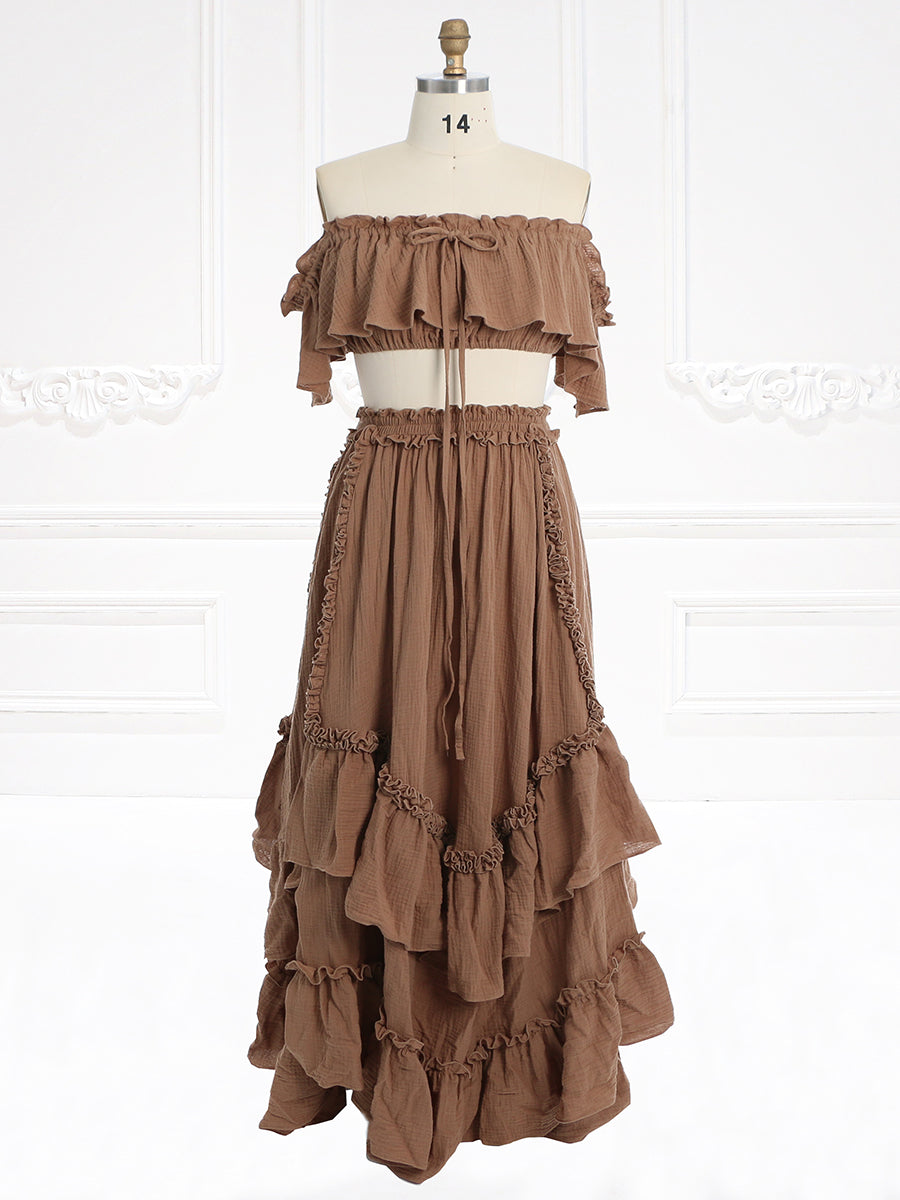Boho 2-teiliges Set Damen Strandkleid Outfit für Fotoshooting Fotografie Kleid YW231101 