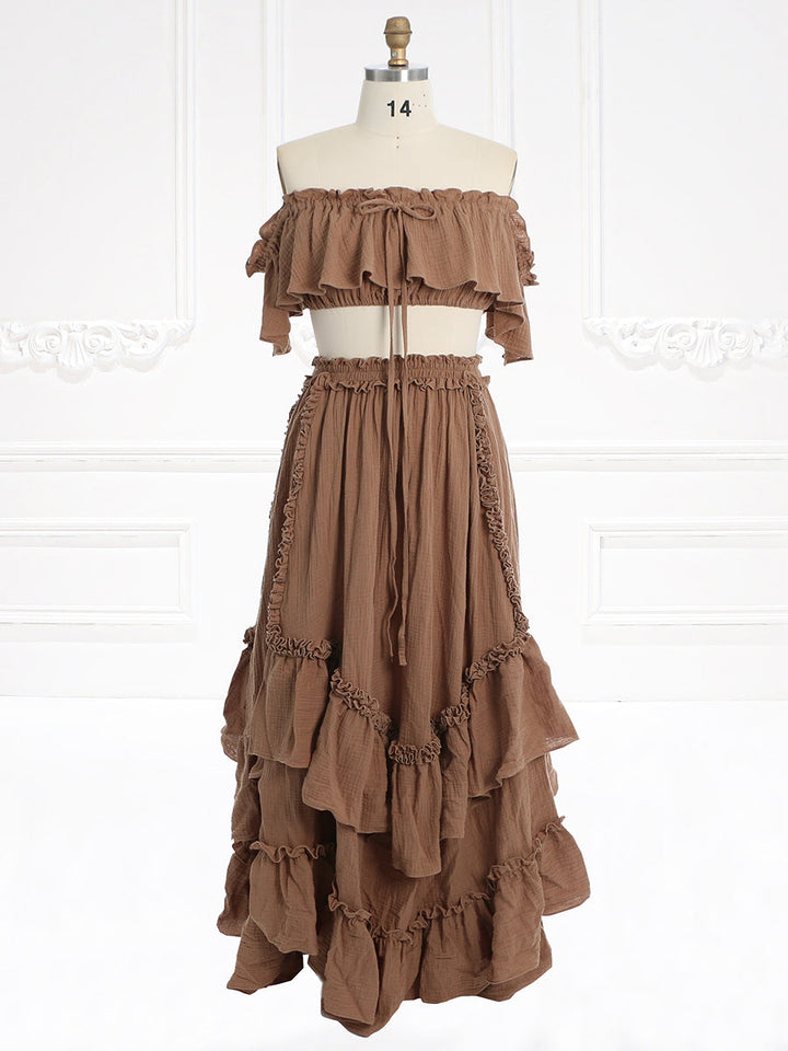 Boho 2-teiliges Set Damen Strandkleid Outfit für Fotoshooting Fotografie Kleid YW231101 