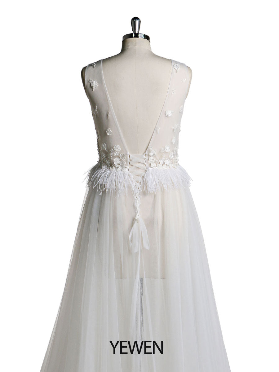 Elegantes ärmelloses sexy Tüll-Fotoshooting-Kleid mit Schlitz, Maxi-Brautkleid, Umstandskleid
