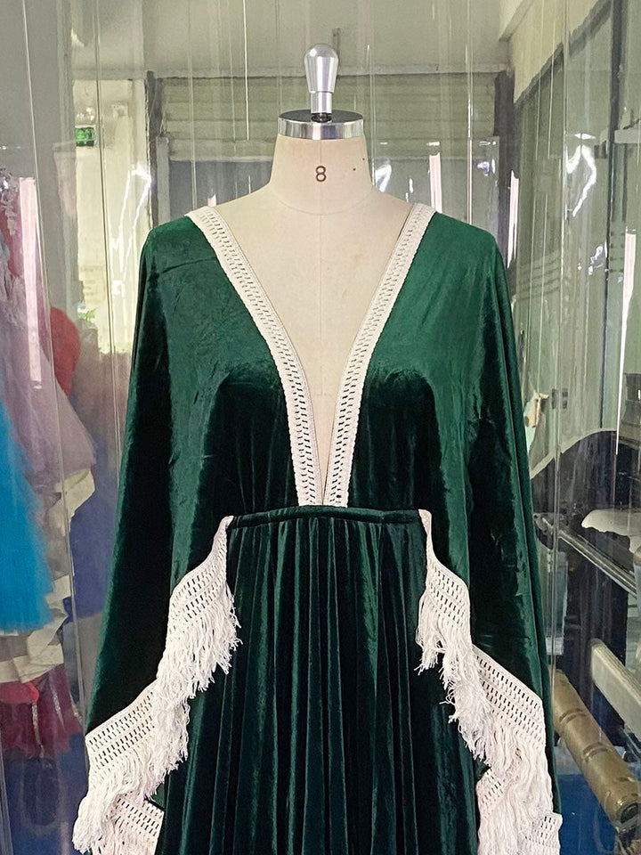 Boho Velvet Maternity Dress for Photo Shoot, Boho Wedding Dress, Baby Shower Dress 
