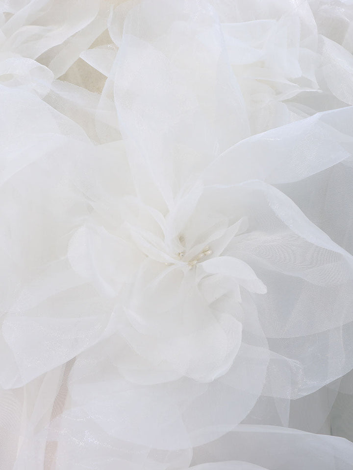 Handmade Flower Cape Robe Photoshoot Gown with Slip
