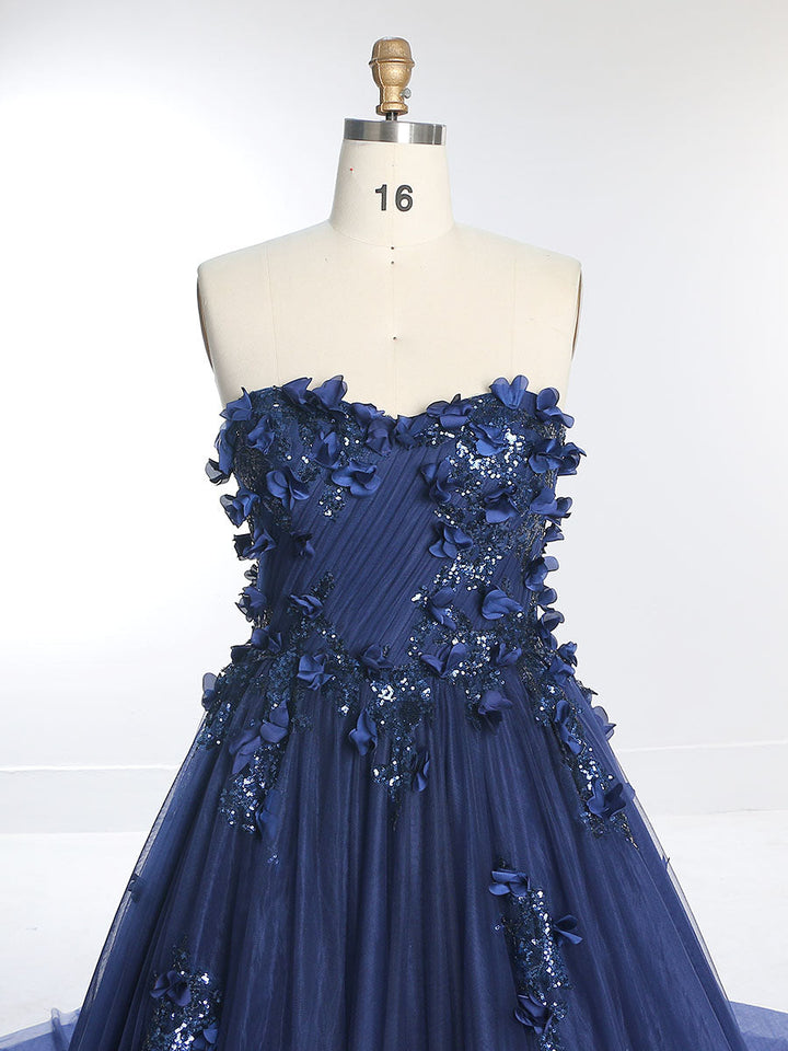 Trägerloses rückenfreies Blumen-Pailletten-Elegantes Abendkleid Fotoshooting-Kleider YW230528