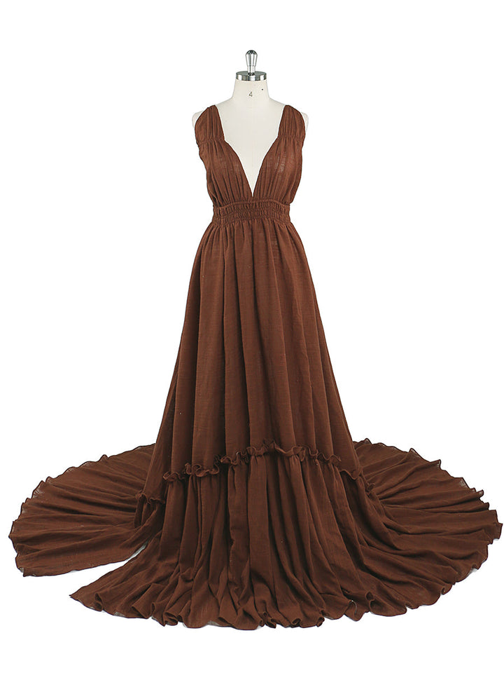 Abendkleider mit V-Ausschnitt und Stretch-Taille, Fotografie-Kleid, Babyparty-Kleid für Schwangere, YEWEN YD211009