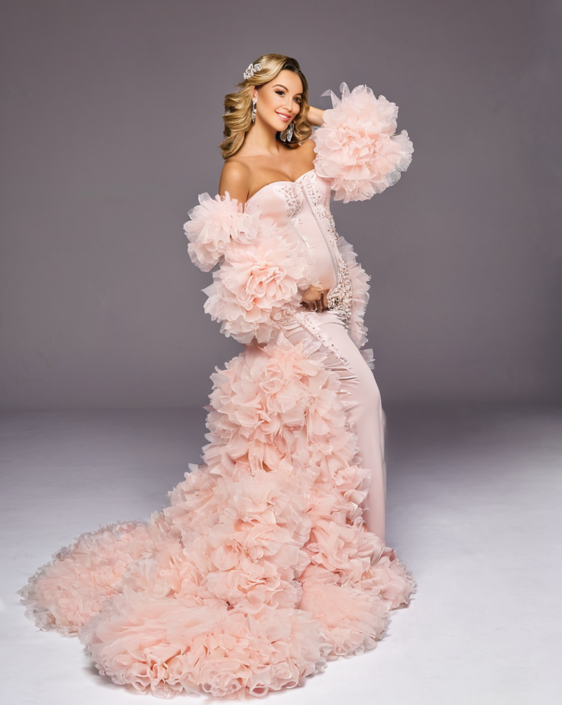 Maßgeschneidertes Umstandskleid mit 3D-Blumenmuster, Brautkleid, Fotografie-Umhang mit Kleid, Schwangerschaftskleid für Fotoshooting-Outfit, YEWEN 