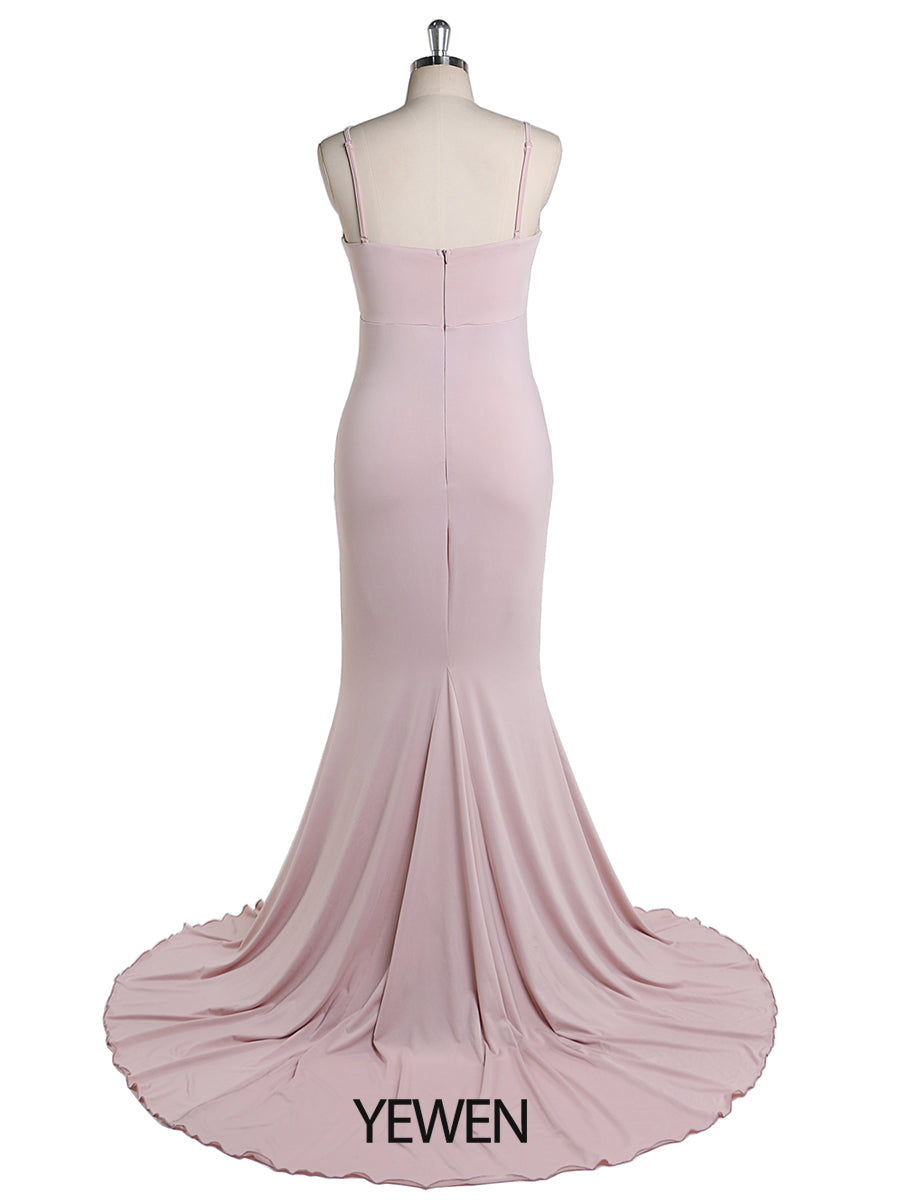 Abnehmbare Schleppe Meerjungfrau Stretch Stoff Umstandsabendkleid Umstandskleid für Fotoshooting YW220428 