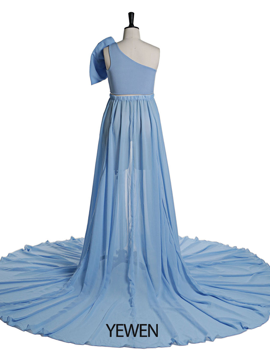 Rosa Schleife Mutterschafts-Shooting-Outfits 2-teiliges Set Kleid Babyparty Umstandskleid YW21032 