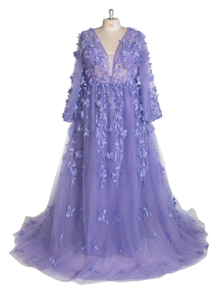Wunderschönes Ballkleid mit Blumenspitze in Übergröße YW240115 