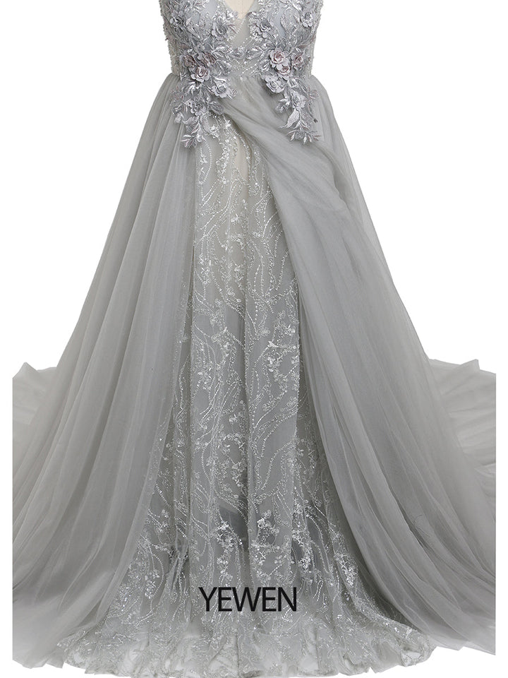 Elegantes Abendkleid mit Spitze und Blumenperlen, Umstandskleid für Fotoshootings, Rückenschnürung, Schwangerschaftsfotografie, Robe, Babypartykleid 