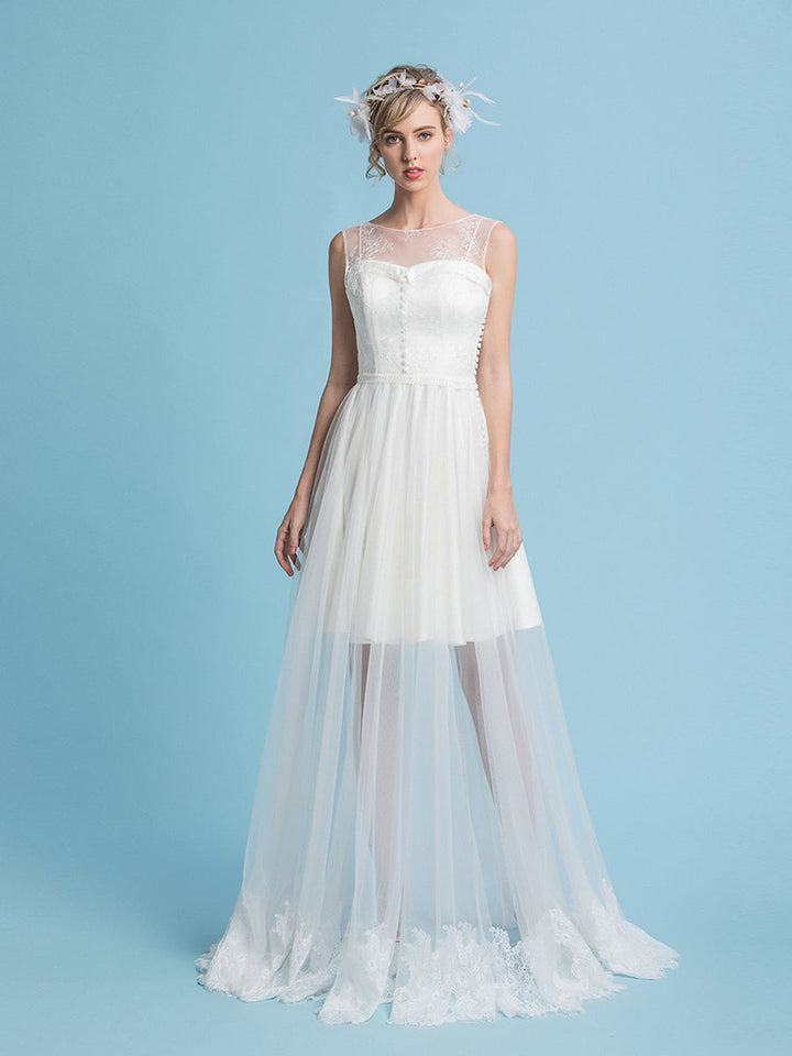 Off White Boho Brautkleid Minimalistisches Boho Strandhochzeitskleid 
