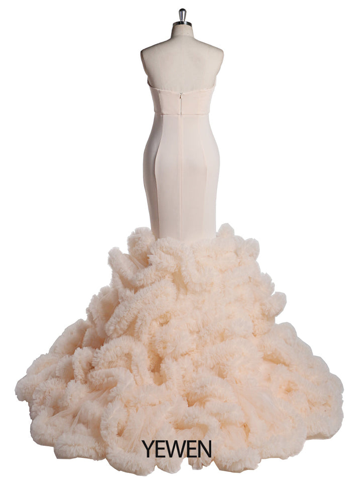 Cremefarbene Brautkleider in Übergröße, Meerjungfrau-Brautkleid, Brautkleid, Stretchstoff, elastischer Gürtel, Umstandsfotografiekleid 