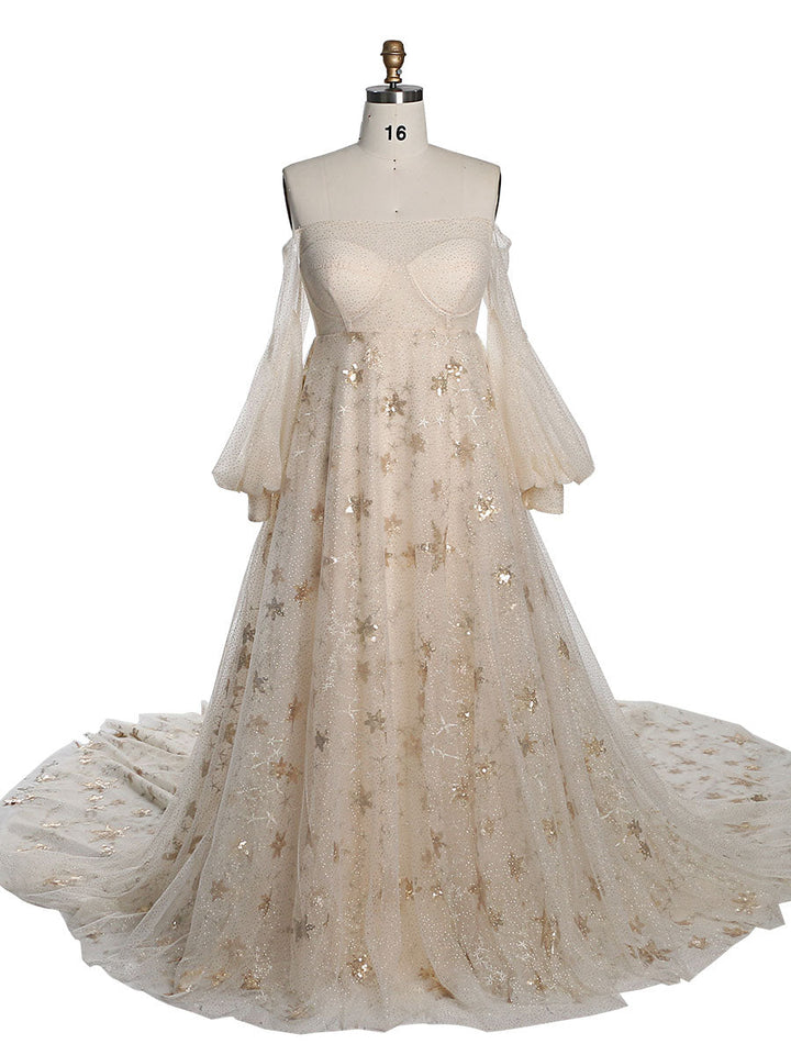 Sparkle Star Tüll Starry Fotografie Kleid Mode Glitter Mesh Abendkleid für Foto-Shooting YEWEN YW20230309 