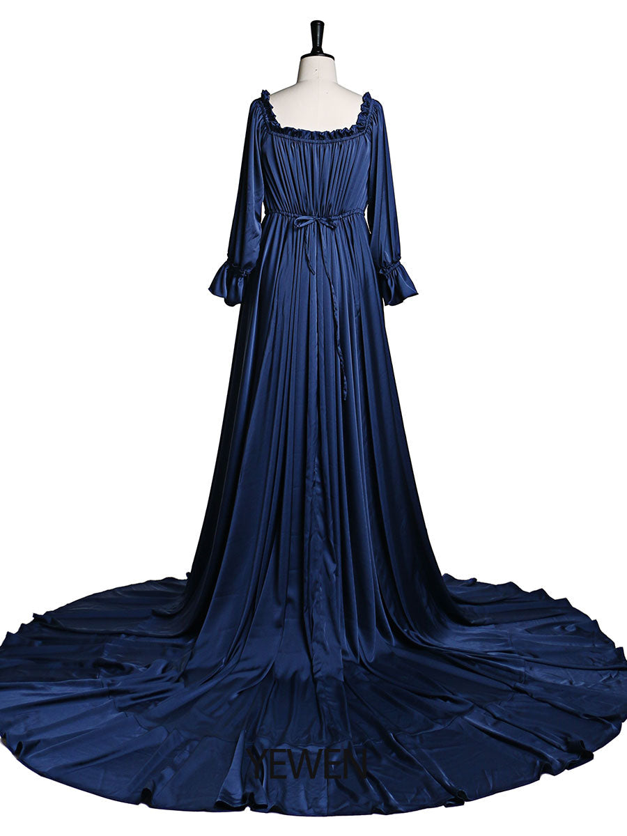 Verstellbare Schulter, volle Ärmel, Abendkleider, lange Strandfotografiekleider, Babypartykleid für Schwangere, YEWEN YD21801 