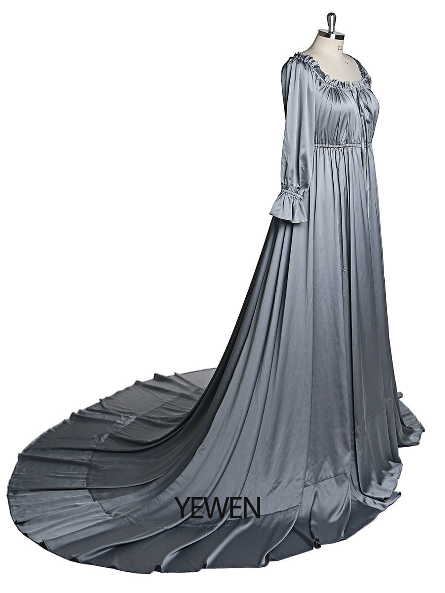 Verstellbare Schulter, volle Ärmel, Abendkleider, lange Strandfotografiekleider, Babypartykleid für Schwangere, YEWEN YD21801 