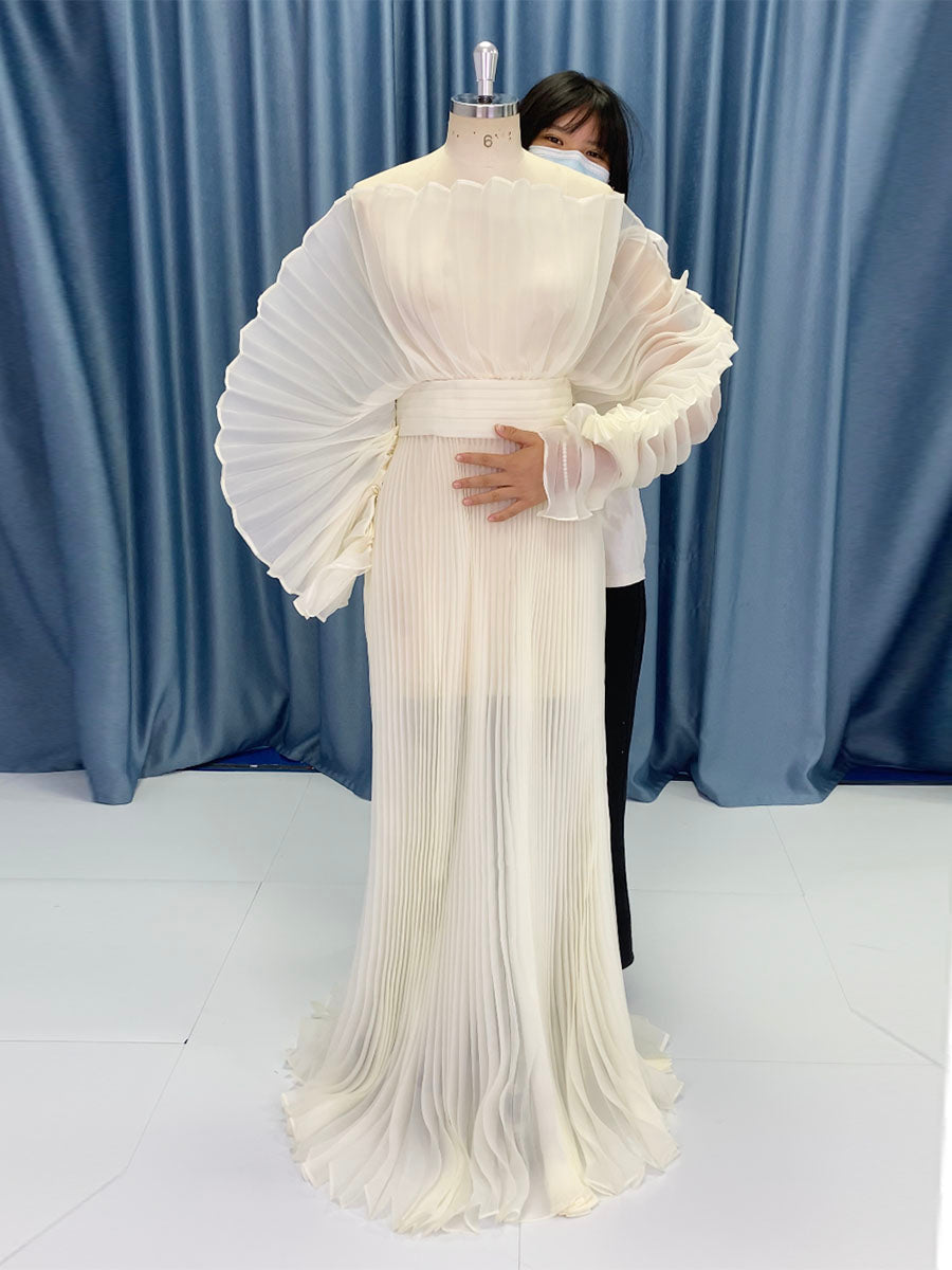 Modisches Umstandskleid aus Organza mit Plissee für Fotoshootings, Kleid für Schwangerschafts-Fotoshootings, YW230726 