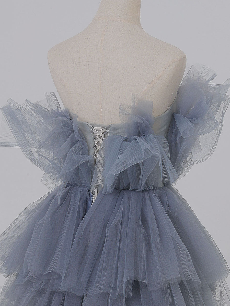 Tulle Dress for Photo Shoot , Ruffled Strapless Maternity Dress, Birthday Dress