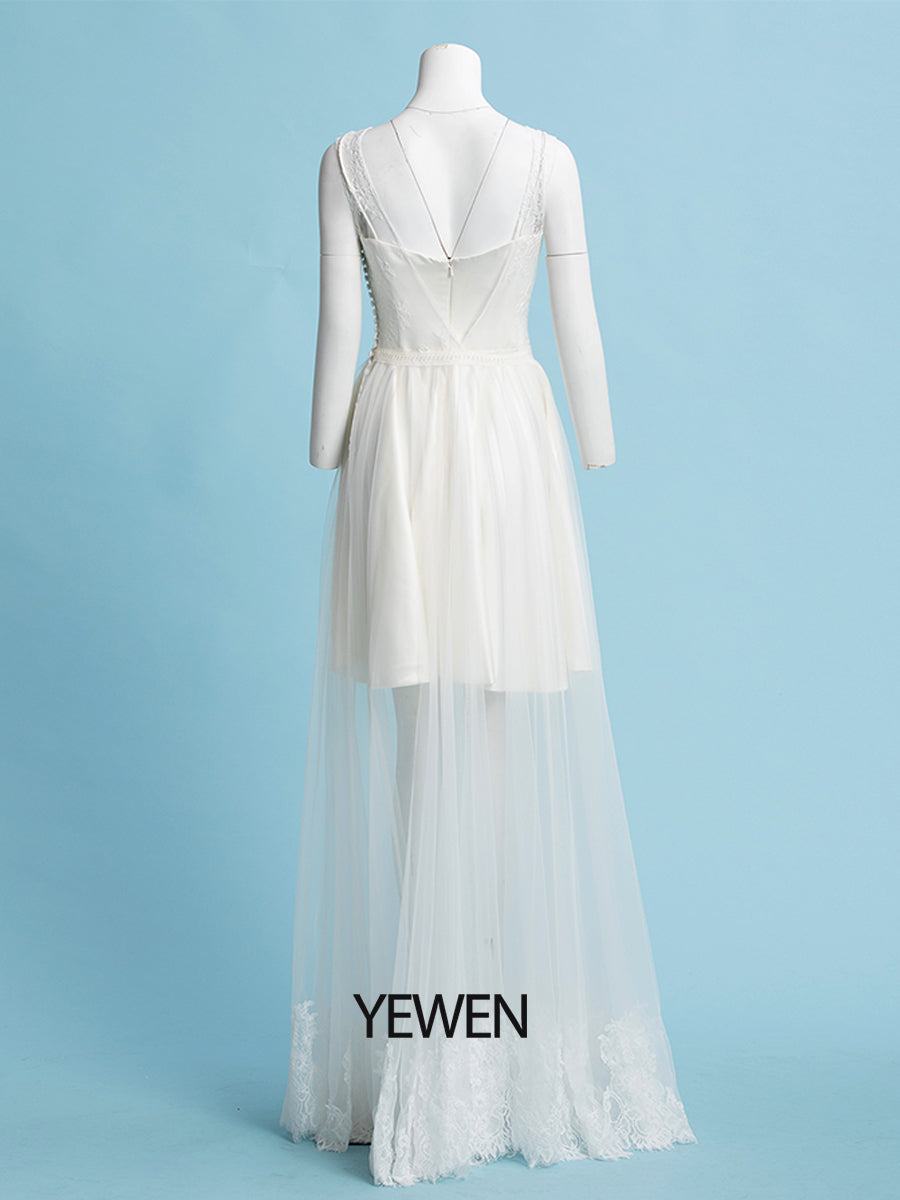 Off White Boho Brautkleid Minimalistisches Boho Strandhochzeitskleid 
