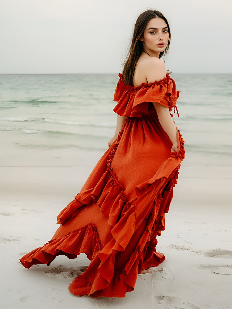 Boho 2-teiliges Set Damen Strandkleid Outfit für Fotoshooting Fotografie Kleid YW231101 