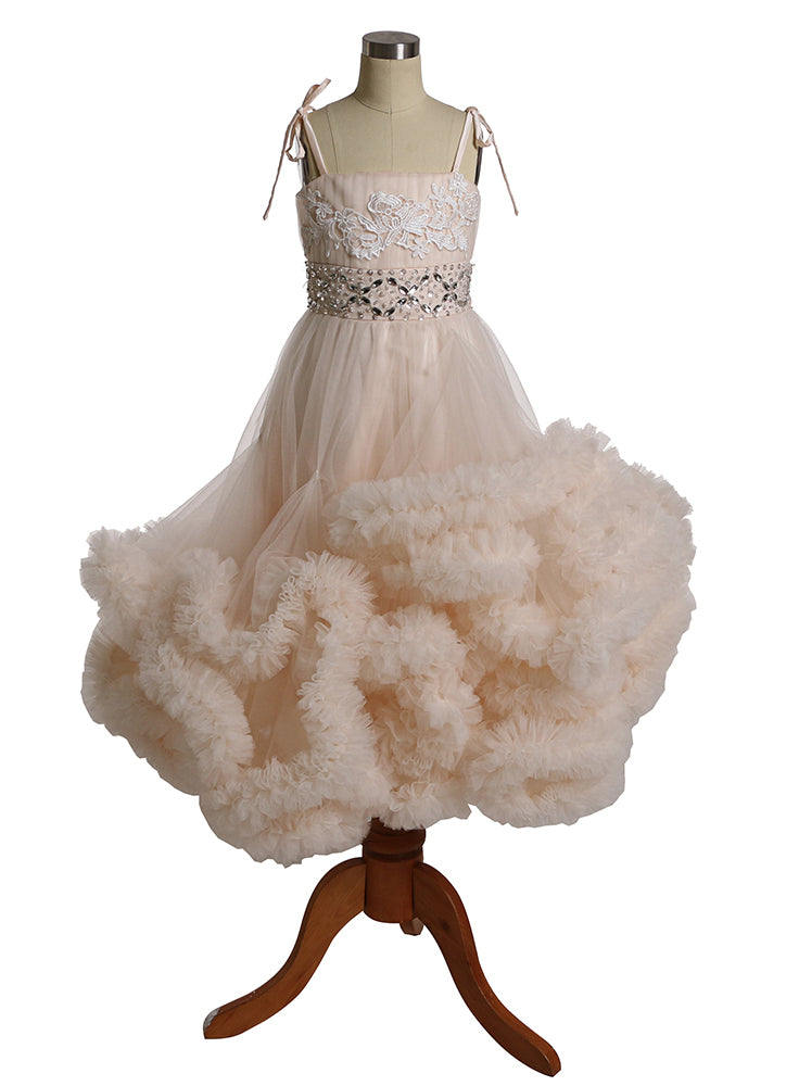 Wolke Kleine Blume Mädchen Kleider für Hochzeiten Party Kleider Sexy Kinder Stickerei Kinder Geburtstag Kleider 
